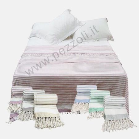 INDIA Copriletto Copritutto frangia cotone 100% 1 PIAZZA - foto 1