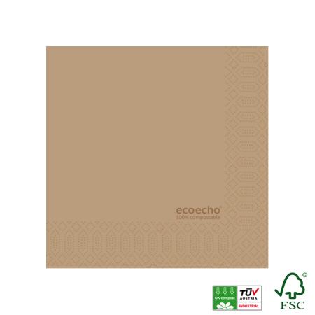 ECO Paper Napkins size 24x24 cm 2ply Brown &#128;0,016 (box2400pcs) - photo 1
